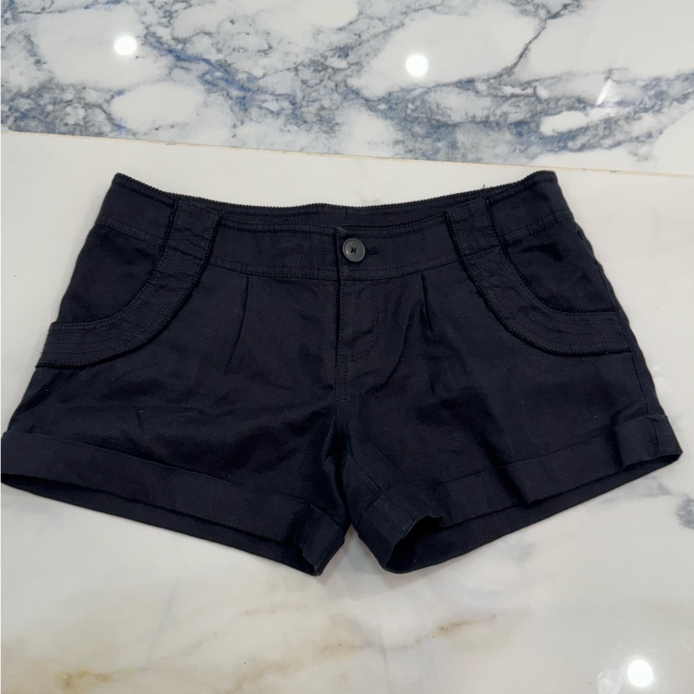 Juicy Couture Black Linen Shorts size 2 pockets preppy Y2K girly casual comfort